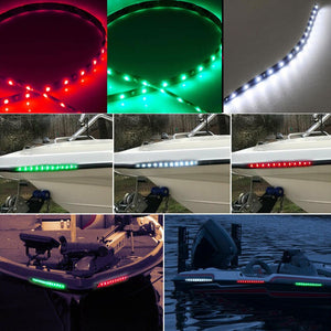 3pcs 12" Red & Green & White LED Navigation Strip Light Waterproof Car Auto Marine Boat