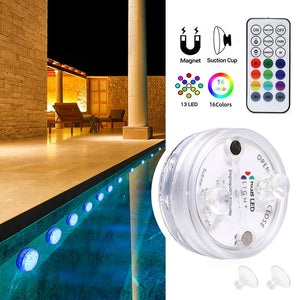 2020 Upgrade Magnet RGB Submersible Light IP68 13LEDs Underwater Night Lamp Outdoor Vase Bowl Pond Swimming Pool Decor Lamp
