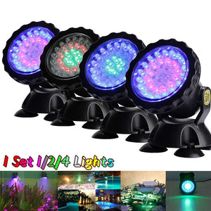 1 set light Waterproof IP68 RGB 36 LED Underwater Spot Light For Swimming Pool Fountains Pond Water Garden Aquarium